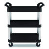 Three-Shelf Service Cart, Metal/Plastic, 3 Shelves, 300 Lb Capacity, 20" x 34" x 37.92", Black