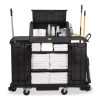 Housekeeping Cart With Hood And Doors, Plastic, 4 Shelves,1 Bin, 24.4 x 62.4 x 56.9, Black
