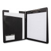 Faux-Leather Padfolio, Notched Front Cover With Clipboard Fastener, 9 X 12 Pad, 9.75 X 12.5, Black