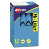 Hi-Liter Desk-Style Highlighters, Light Blue Ink, Chisel Tip, Light Blue/Black Barrel, Dozen