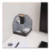 Fusion Plastic Corner Desktop Supplies Organizer, 2 Compartments, 6.67 x 7.4 x 6.67, Gray/Black, Plastic
