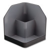 Fusion Plastic Corner Desktop Supplies Organizer, 2 Compartments, 6.67 x 7.4 x 6.67, Gray/Black, Plastic