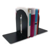 Steel Bookends, Fashion Style, Nonskid Base, 4.75 x 5.5 x 9, Black, Pair