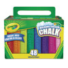 Washable Sidewalk Chalk, 4" x 0.88" Diameter, 48 Assorted Bright Colors, 48 Sticks/Set