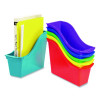 Small Book Bin, 1.5 Gal, 4.5" x 11.75" x 8.5", Assorted Bright Colors, 6/Pack