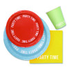 Birthday Tableware Pack, 24 Cups, 24 Dessert Plates, 24 Dinner Plates, 48 Paper Napkins, Assorted Colors, 120 Pieces/Kit