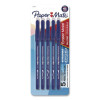 Eraser Mate Ballpoint Pen, Stick, Medium 1 Mm, Blue Ink, Blue Barrel, 5/Pack