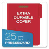 Colored Pressboard Top Tab Fastener Folders, 1/3-Cut Tab: Assorted, Expands 2", 2 Fasteners, Letter Size, Bright Red, 25/Box