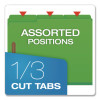 Top Tab Fastener Folder, 1/3-Cut Tab: Assorted, Expands 2", 2 Fasteners, Letter Size, Green, 25/Box