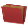 Pressboard End Tab Classification Folders, Straight Tab, Expands 3.5", 3 Dividers, 8 Fasteners, Letter Size, Red, 50/Box
