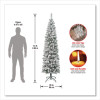 Acacia Pencil Slim Flocked Tree, 26" x 26" x 88.5", Green Tree, Green Tree Stand