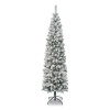 Acacia Pencil Slim Flocked Tree, 26" x 26" x 88.5", Green Tree, Green Tree Stand
