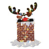 Pre-Lit Reindeer Stuck In Chimney Decoration, Ac Powered, Blue/Green/Red/Yellow Led Lights, 12" x 33" x 47", Red