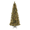 Pre-Lit Glittery Bristle Slim Tree, 42" x 42" x 90", Green Tree, Green Tree Stand