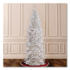 Pre-Lit Kingswood Fir Pencil Tree, 28" x 28" x 78", White Tree, White Tree Stand