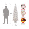 Pre-Lit Kingswood Fir Pencil Tree, 28" x 28" x 78", White Tree, White Tree Stand