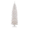 Pre-Lit Kingswood Fir Pencil Slim Tree, 35" x 35" x 108", White Tree, White Tree Stand