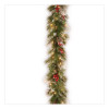 Pre-Lit Wintry Pine Garland, Ac Powered, Clear Incandescent Lights, 108" Long, Green