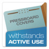 Colored Pressboard Top Tab Classification Folders, 3.5" Expansion, 3 Dividers, 8 Fasteners, Legal Size, Blue Exterior, 10/Box