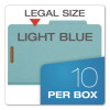 Pressboard Top Tab Classification Folders, 2/5-Cut Tab, Expands 3.5", 3 Dividers, 8 Fasteners, Legal Size, Blue, 10/Box