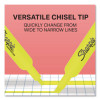Tank Style Highlighters, Fluorescent Yellow Ink, Chisel Tip, Yellow Barrel, 4/Carton