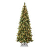 Pre-Lit Charleston Pine Slim Tree, 50" x 50" x 108", Green Tree, Green Tree Stand