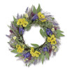 Pansy And Lavender Wreath, 22" Diameter x 4.5" h, Yellow