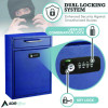 Large Secure Drop Box Wall Mounted Locking Mail Box With Key And Combination Lock, 11.2 x 4.7 x 16.2, Blue