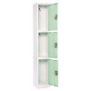 Steel Storage Locker, 3 Compartment, 12 x 12 x 72, Misty Green