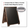 Desktop A-Frame Chalkboard, Black Surface, Brown Wood Frame, 13 x 14.5 x 17