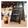 Desktop A-Frame Chalkboard, Black Surface, Brown Wood Frame, 13 x 14.5 x 17