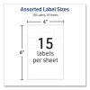 No-Iron Fabric Labels, Handwrite Only, Assorted Shapes And Sizes, White, 15/Sheet, 10 Sheets/Pack