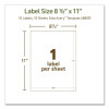 Ecofriendly Recycled Shipping Labels, Inkjet/Laser, 8.5 x 11, White, 1/Sheet, 10/Pack