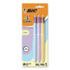 4-Color Multi-Color Ballpoint Pen, Retractable, Medium 1 Mm, Black/Blue/Green/Red Ink, Assorted Pastel Barrel Colors, 3/Pack