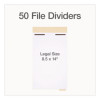 File Divider Set, End Tab: 1/5-Cut, 1 Fastener, Legal Size, Manila, 50/Pack