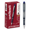 Jetstream Form-Fitting Comfort Grip Hybrid Gel Pen, Stick, Fine 0.7 Mm, Blue Ink, Black/Silver/Blue Barrel, Dozen