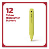Tank Highlighters With Grip, Fluorescent Yellow Ink, Chisel Tip, Yellow Barrel, Dozen