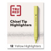 Tank Highlighters With Grip, Fluorescent Yellow Ink, Chisel Tip, Yellow Barrel, Dozen