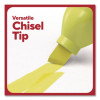 Tank Highlighters With Grip, Fluorescent Yellow Ink, Chisel Tip, Yellow Barrel, Dozen