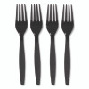 Heavyweight Plastic Cutlery, Fork, Black, 100/Pack