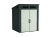 Modernist Storage Shed, 200 Cu Ft, 6 Ft 2.5" x 5 Ft 8.25" x 7 Ft 5.75", Peppercorn/Black/Passive