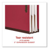 Pressboard Classification Folders, 2/5-Cut Tab, Expands 2.5", 2 Full-Pocket Dividers, 6 Fasteners, Letter Size, Red, 10/Box