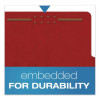 Pressboard Classification Folders, 2/5-Cut Tab, Expands 2.5", 2 Full-Pocket Dividers, 6 Fasteners, Letter Size, Red, 10/Box