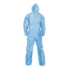 A65 Zipper Front Flame-Resistant Hooded Coveralls, Elastic Wrist And Ankles, X-Large, Blue, 25/Carton