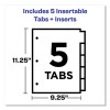 Big Tab Insertable One-Pocket Plastic Dividers, 5-Tab, 11.13 X 9.25, Assorted, 1 Set