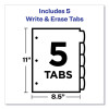 Big Tab Write And Erase Durable Plastic Dividers, 5-Tab, 11 x 8.5, Assorted, 1 Set