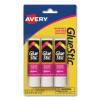 Permanent Glue Stic, 0.26 Oz, Applies White, Dries Clear, 3/Pack