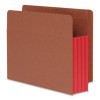 End Tab File Pocket, Red Gusset, 3.5" Expansion Letter Size, Brown/Red, 10/Box