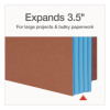 End Tab File Pocket, Blue Gusset, 3.5" Expansion, Letter Size, Brown/Blue, 10/Box