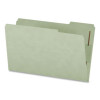 Heavy-Duty Pressboard Fastener Folders, 2/5-Cut Tab: Right, Expands 2", 2 Fasteners, Legal Size, Gray/Green, 25/Box